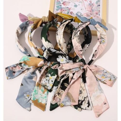 2021 New Fashion Long Ribbon Ribbon Bow Tie Braid Head Rope Headband for Women Girl Hair Accessories Headwear