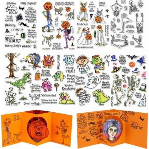 Halloween Animal Bone Pumpkin Sentence Clear Stamp Card Making Scrapbooking Cards Embossing Craft New Stencils Silicone Stamp