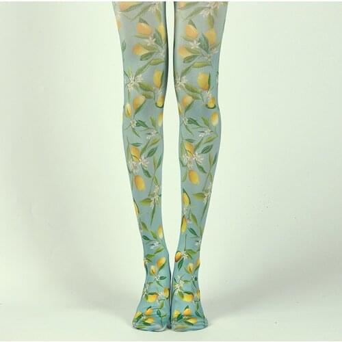 Fruit Mural Print Retro Pantyhose Wholesales
