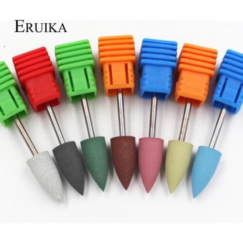 ERUIKA 1PC Bullet Head Rubber Silicon Nail Drills Bit Nail Buffer Manicure Machine Nail Art Accessories Nail Files Polish Tools