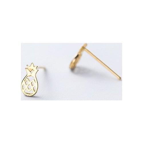 925 Sterling Silver Pineapple Stud Earrings Simple Lovely Fruit Jewelry For Women Girl