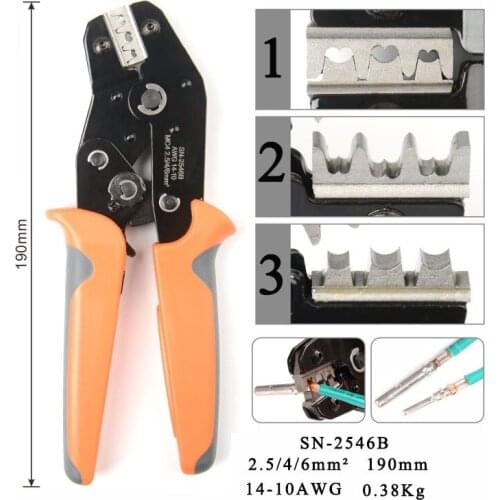 Solar PV ConnectorWire Crimper Pliers Crimping Tools For AWG14-10 2.5/4/6mm2 Solar Panel PV Cable with Wire EDM Die SN-2546B