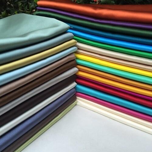 Width 58'' Solid Color Simple Satin Silk Fabric By The Yard For Pillow Cover Sofa Bay Window Mat Clothing Material