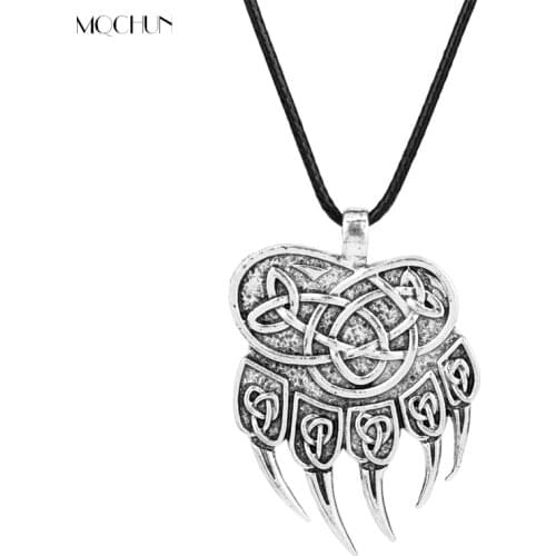 Slavic God Veles Pendant Necklace Norse Slavic Warding Veles God Necklace Jewelry Paw Amulets Cord Men Christmas Birthday Gift