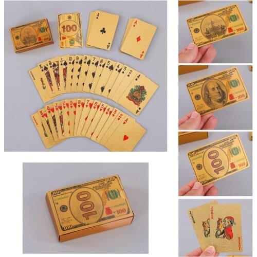 Special poker 3D Luxury Gold Foil PLASTIC Playing Cards 100 USD Waterproof Poker Texas Customs Deck of Cards for Party Favors