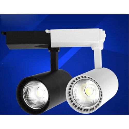 30pcs 4 Wires 3 Phase 20W COB LED track light for store/shopping mall lighting lamp Color optional White/black Spot light