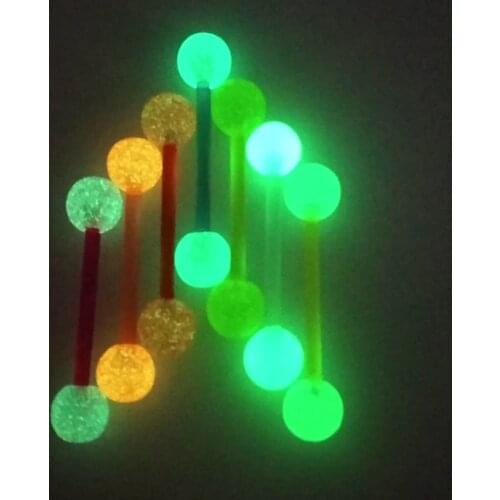 TIANCIFBYJS Glow In The Dark Luminous Barbell Tongue Rings Body Piercing Jewelry Flexible VU Nipple Bar Rings Barbell 1pcs