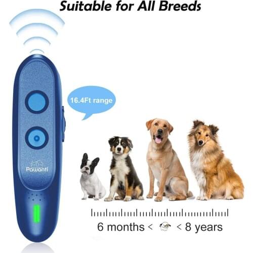 Ultrasonic barking deterrent, 3-in-1 barking-proof dog training device, rechargeable 16.5Ft hand-held training device for dogs