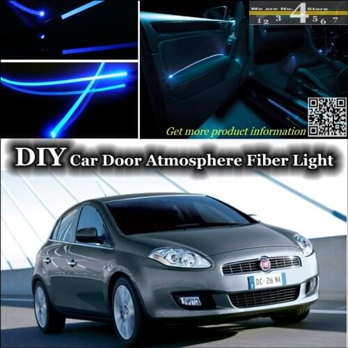 Interior Ambient Light Tuning Atmosphere Fiber Optic Band Lights For Fiat Bravo / Ritmo 2007~2015 Door Panel illumination Refit