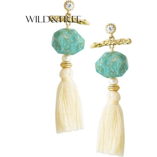 Wild&Free Bohemia Style Natural Stone Tassel Earring Jewelry For Women Handmade Crystal Drop Dangle Earrings Brincos Pendientes