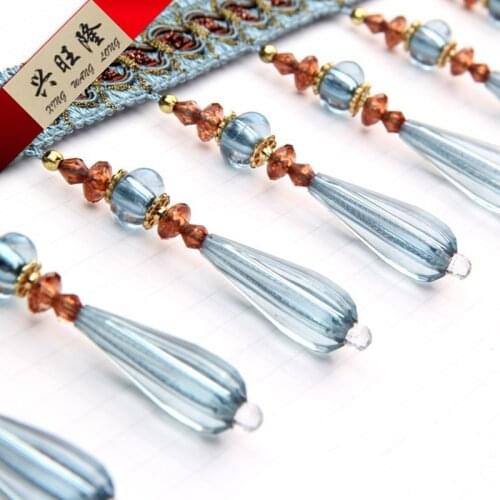 XWL 12Yards/Lot Curtain Accessories Crystal Lantern Beads Lace Tassel Fringes Trim Ribbon DIY For Cloth Sofa Sewing Home Decor