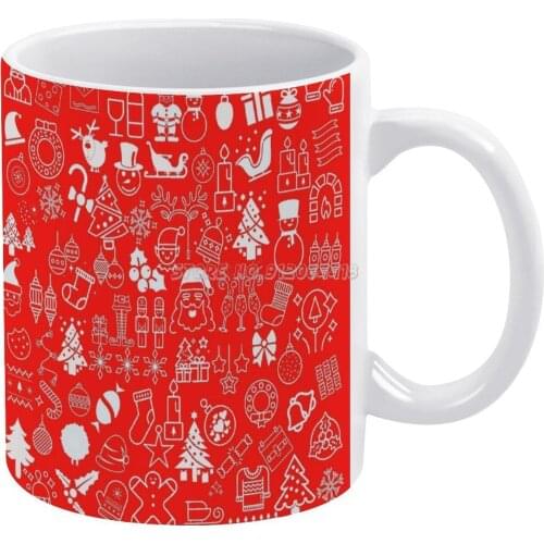 Fun Doodle Red White Collection By Studio M & Co Coffee Mugs Custom Cup Personalized Mug Tea Cup Hot Drink Cup Creative Drinkwar