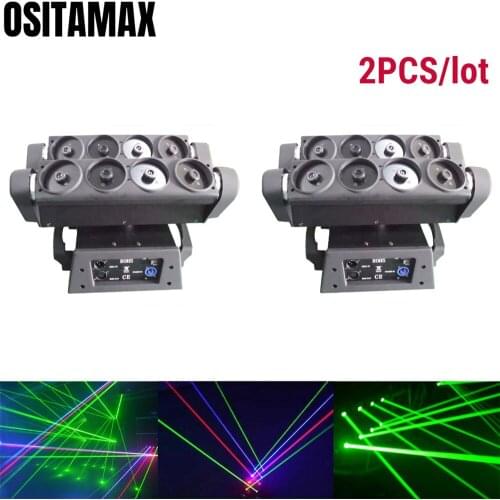 2/lot 8 Eyes Super Beam Moving Head Light Spider Laser Effect RGB LED Lamp DJ Stage Decoration Laser Projector