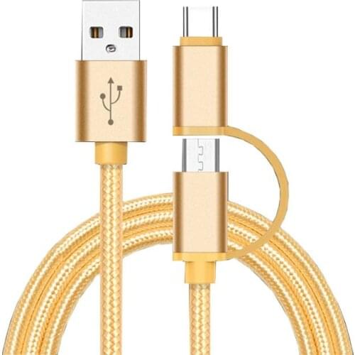 2 in 1 USB Cable Type C Micro Fast Charging Cable Multifunction USB C Nylon Braid for Xiaomi Samsung Android Mobile Phone Cables
