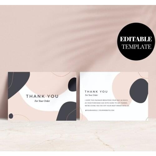 200PC Thank You card printable blush pink thanks for your purchase card Customer Thank you Paper Card For Small Shop Gift Packet