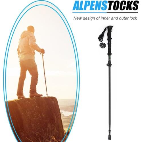 4-Section EVA Telescopic Alloy Walking Stick w/ Storage Bag Folding Trekking Alpenstock Hiking Cane Pole for Outdoor Climbing