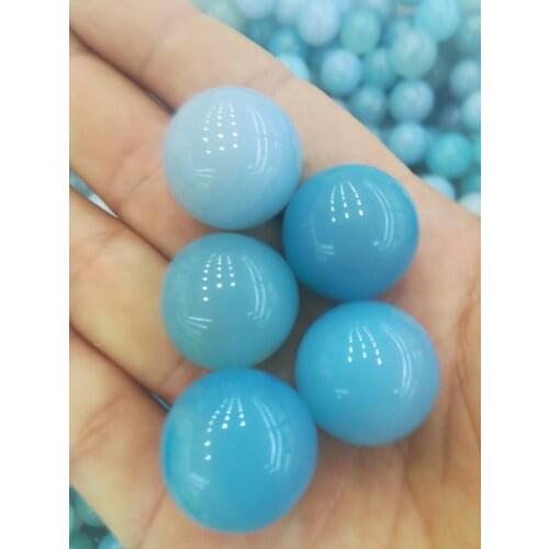 5 PC Pure natural crystal blue agate ball aura healing