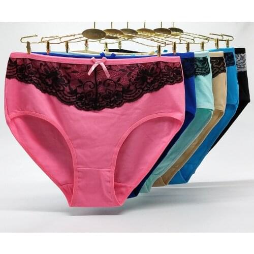 Free Shipping 4pcs/lot Big yards 2XL/3XL/4XL lace new Cotton Large briefs Womens Underwear plus size Mommy Pants 89240