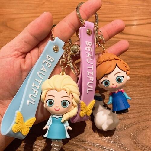 Cartoon Disney Figure Model Keychain Frozen Princess Elsa Ann Snowman Olaf Winnie the Pooh Stitch Bag Pendant Decoration New