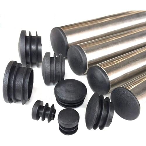 Black Curved surface Plastic Round Caps Inner Plug 16-35mm Protection Gasket Dust Seal End Cover Caps For Pipe Bolt Furniture