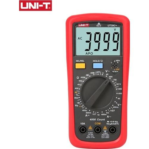 UNI-T UT39C+ Digital Multimeter Auto Range Tester Upgraded from UT39A/UT39C AC DC V/A Ohm /Temp /Frequency/HFE/NCV test