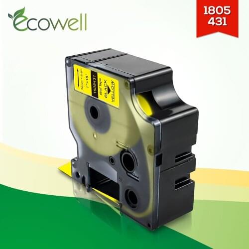 Ecowell 1Pcs 1805431 24mm label for Dymo Rhino IND Vinyl Label 1805431 Black on Yellow for Dymo Rhino 4200,5000,5200 Label Maker