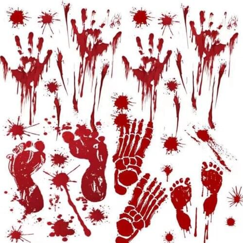 Halloween Wall Stickers Horror Door Stickers Window Stickers Window Glass Decor Pumpkin Footprints Blood Handprint Stickers