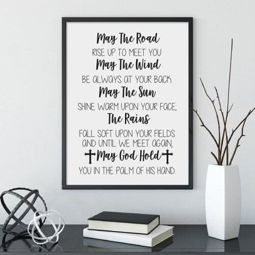 Irish Blessing Quotes Prints May The Road Rise Up To Meet You Sign Poster Patricks Day Gift Wall Art Decoration Canvas Painting