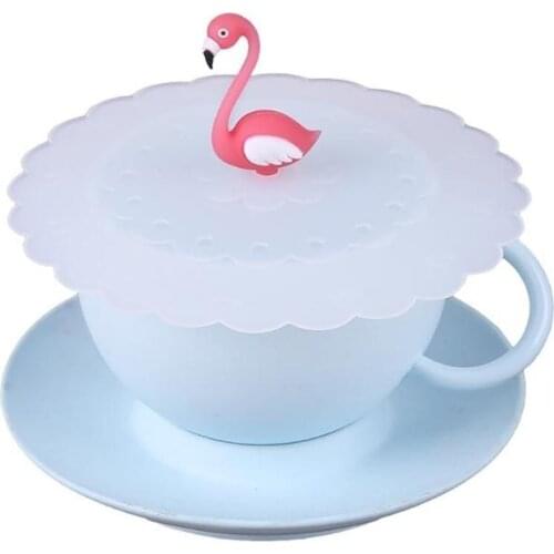 Creative Flamingo Anti-Dust Reusable Silicone Coffee Mug Glass Cup Lid Cover Cap Reusable