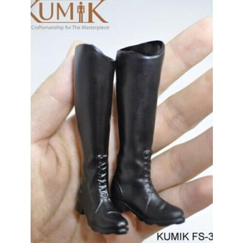 KUMIK FS33 1/6 Scale Female Black Leather Boots Shoes Fit For 12" Action Figure Model Doll Body Accessories
