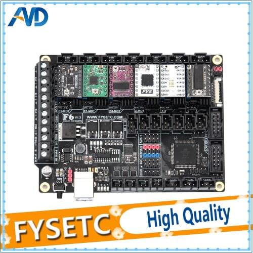 FYSETC F6 V1.3 Mainboard + 6pcs TMC2100/TMC2208v1.2/TMC2130v1.2/DRV8825/S109/A4988/ST820 VS SKR V1.3 Board