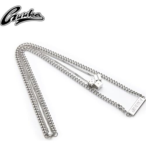 GUUKA Nightclub Dice Gods stacked combination necklace mens hip-hop niche accessories tag chain tideman single