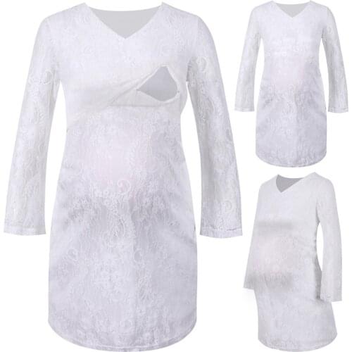 Pregnancy Dress 2021 Pregnant Women Clothes Long Sleeve Maternity Breastfeeding Casual Lace Dress Vestidos Para Embarazadas