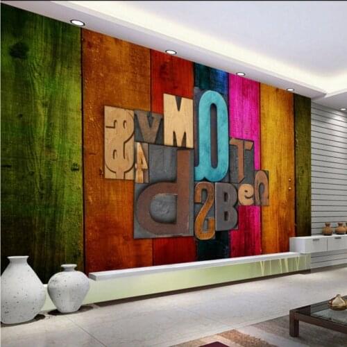 Custom mural Colored wooden alphabet background wall mural living room restaurant custom mural bar wallpaper
