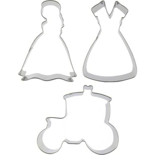 Princess, Dress, Flower car shape 3 piece biscuit cutting molds, baking tools, cake decorating soft candy tools