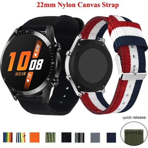 Hot Watch Band 22mm Nylon Canvas Strap For Huawei GT 2 GT2 GS Pro 2E Watchband Replacements Honor Magic 1 2 46mm Bracelet Correa