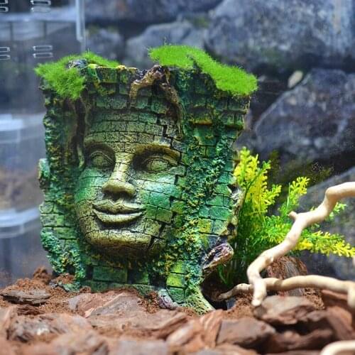 Reptile Accessories Resin Maya Mask Fish Live Decoration Reptile Box Climbing Cave Climbing Frame Fish Tank Landscaping Decor