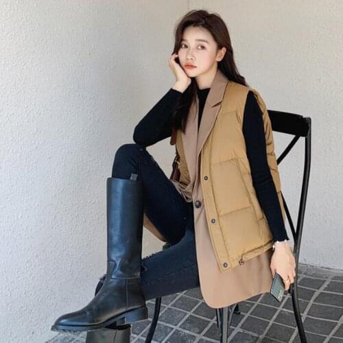 SEDUTMO Winter Fashion Duck Down Vest Women Patchwork Blazer Ultra Light Long Jackets Casual Waistcoat Autumn Slim Parkas ED1389