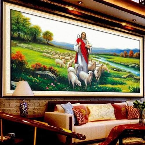 Silk threads Cross stitch Jesus Shepherd Christian religion cross-stitching kits embroidery DIY wall art painting decoration new
