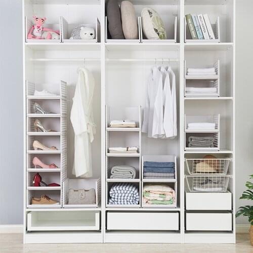Wardrobe Partition Board Rack Drawer Type Clothes Storage Box Bedroom Cabinet Interlayer Wardrobe Storage Rack