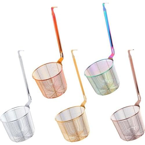 Stainless steel colander hook strainer string hanging basket leakage spoon kitchen rice noodle fishing filter net tool