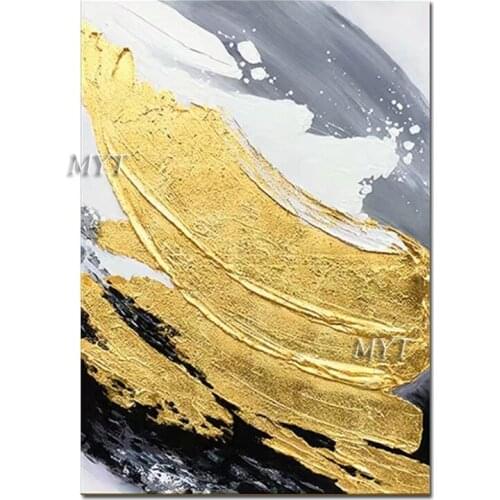 Modern Art Painting Hand Painted Heavy Gold Textured Abstract Oil Painting Wall Decoration Canvas Art Unframed Pieces Artwork