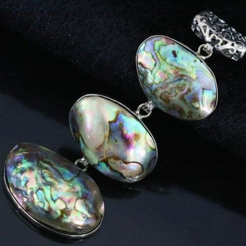 Charms high quality natural abalone pearl large big oval pendant diy chain necklace fashion wholesale jewelry B1142-4