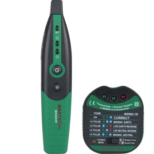 MS5902 Automatic Circuit Breaker Finder Fuse Socket Tester European specification AC 220V/110V with Flashlight
