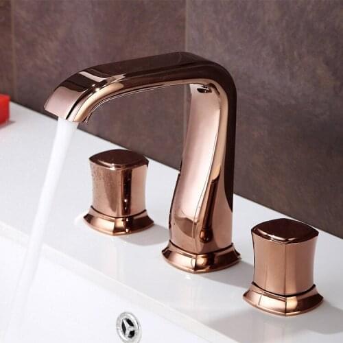 All Copper Hot And Cold Three-piece Set Split Basin Faucet Rose Gold Black Orb A Variety Group He