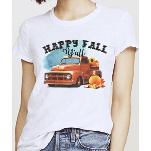 Fall Thanksgiving Sweet Cute Happy Halloween Graphic 2021 Cartoon Autumn Tee Top Tshirt 90s Style Women Female Print T-shirt