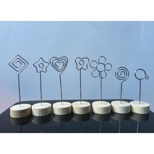 1PC Vintage Wood Wrought Iron Pastoral Note Clip Creative Message Photo Clip Stand Memo Note Card Holder Wood Craft MQ 003