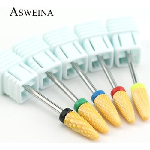 1pc Yellow Nail Drill Bit Ceramic Milling Cutter Electric Rotary Manicure Drills Cuticle Accessories Gel Polish Remove Tools