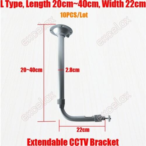 10PCS/Lot L Type 20cm-40cm Extendable Adjustable Aluminum Wall Pendant Ceiling Mount Security CCTV Camera Bracket Support Stand