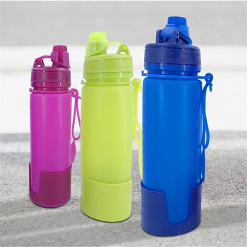 100pcs/lot 17oz Water bottle Silicone collapsible tumbler folding sports kettle telescopic travel mug 500ml cup lockable lid
